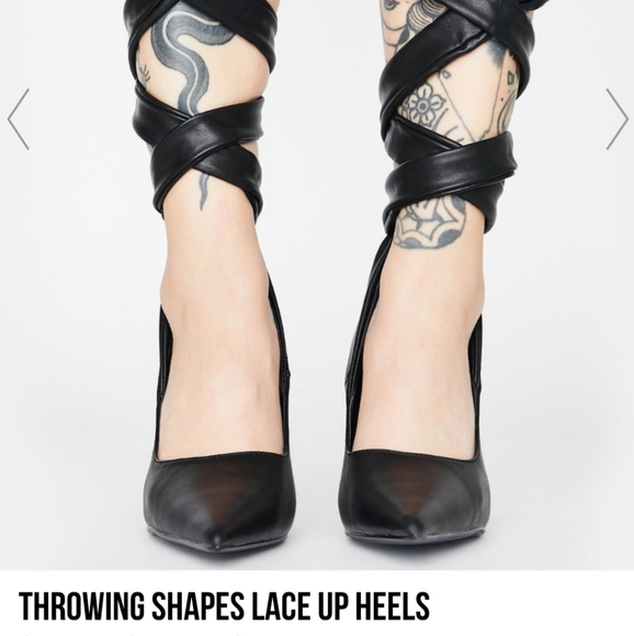 Dolls Kill Throwing Shapes Lace Up Heels rare - Picture 2 of 4